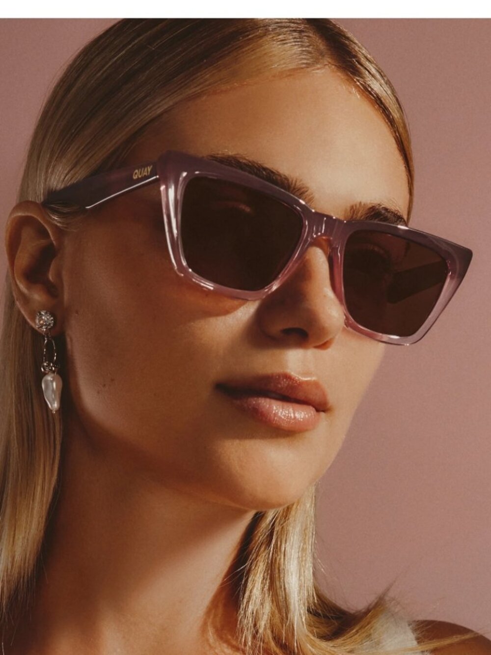 NWT QUAY Australia Call The Shots Cat Eye Sunglasses Plum Peony Brown